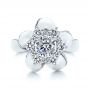  Platinum Platinum Floral Diamond Engagement Ring - Top View -  106167 - Thumbnail