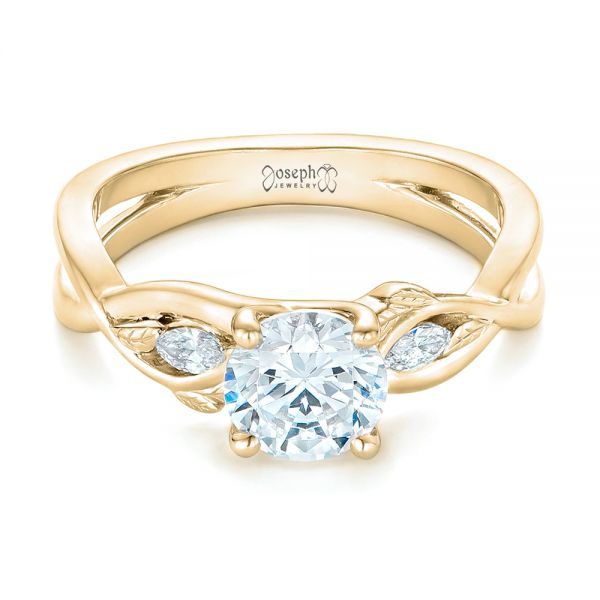 18k Yellow Gold 18k Yellow Gold Floral Diamond Engagement Ring - Flat View - 102241