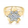 18k Yellow Gold 18k Yellow Gold Floral Diamond Engagement Ring - Flat View -  106167 - Thumbnail