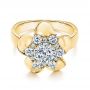 14k Yellow Gold 14k Yellow Gold Floral Diamond Engagement Ring - Flat View -  106167 - Thumbnail