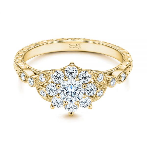 14k Yellow Gold 14k Yellow Gold Floral Diamond Engagement Ring - Flat View - 106639