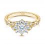 14k Yellow Gold 14k Yellow Gold Floral Diamond Engagement Ring - Flat View -  106639 - Thumbnail