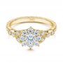 18k Yellow Gold 18k Yellow Gold Floral Diamond Engagement Ring - Flat View -  106639 - Thumbnail