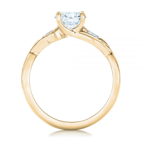 18k Yellow Gold 18k Yellow Gold Floral Diamond Engagement Ring - Front View -  102241