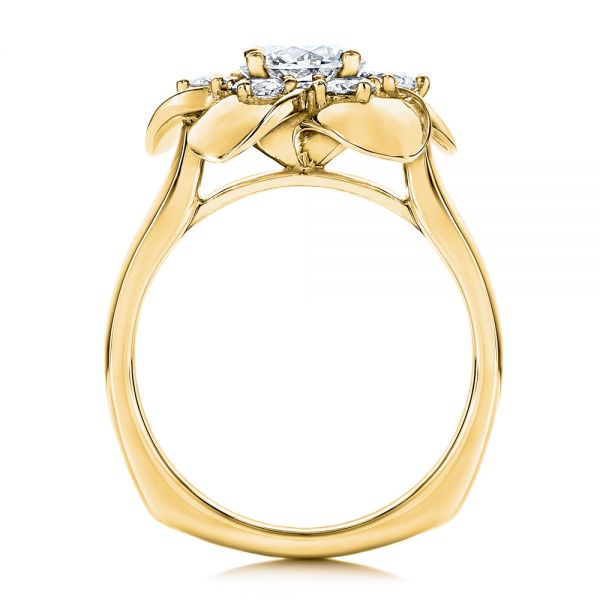 18k Yellow Gold 18k Yellow Gold Floral Diamond Engagement Ring - Front View -  106167