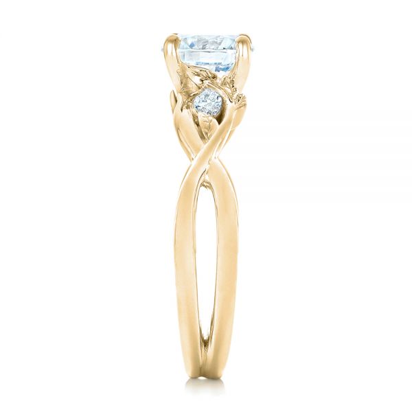 18k Yellow Gold 18k Yellow Gold Floral Diamond Engagement Ring - Side View -  102241