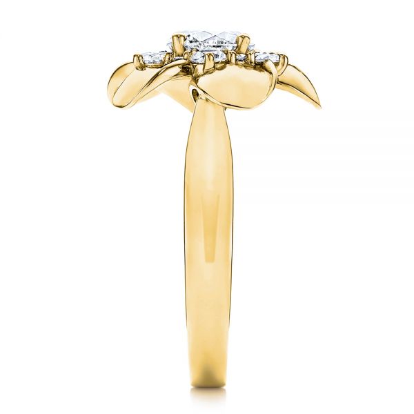 18k Yellow Gold 18k Yellow Gold Floral Diamond Engagement Ring - Side View -  106167