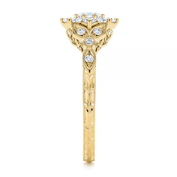 14k Yellow Gold 14k Yellow Gold Floral Diamond Engagement Ring - Side View - 106639