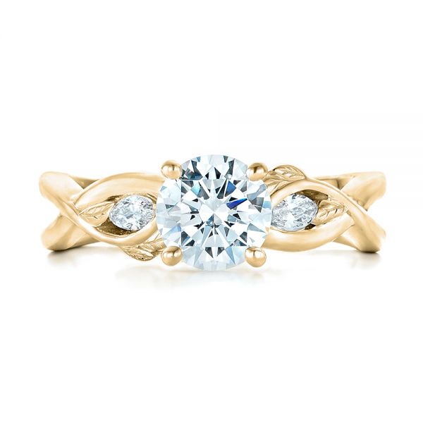 18k Yellow Gold 18k Yellow Gold Floral Diamond Engagement Ring - Top View -  102241