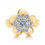 18k Yellow Gold 18k Yellow Gold Floral Diamond Engagement Ring - Top View -  106167 - Thumbnail