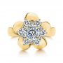 14k Yellow Gold 14k Yellow Gold Floral Diamond Engagement Ring - Top View -  106167 - Thumbnail