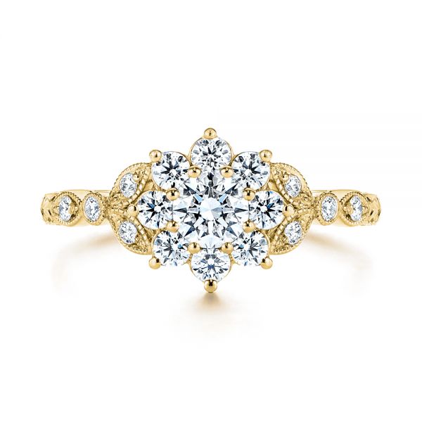 14k Yellow Gold 14k Yellow Gold Floral Diamond Engagement Ring - Top View - 106639