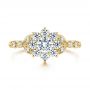 18k Yellow Gold 18k Yellow Gold Floral Diamond Engagement Ring - Top View -  106639 - Thumbnail