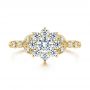18k Yellow Gold 18k Yellow Gold Floral Diamond Engagement Ring - Top View -  106639 - Thumbnail