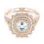 18k Rose Gold 18k Rose Gold Floral Double Halo Celtic Knot Diamond Engagement Ring - Flat View -  105162 - Thumbnail