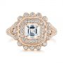 18k Rose Gold 18k Rose Gold Floral Double Halo Celtic Knot Diamond Engagement Ring - Top View -  105162 - Thumbnail