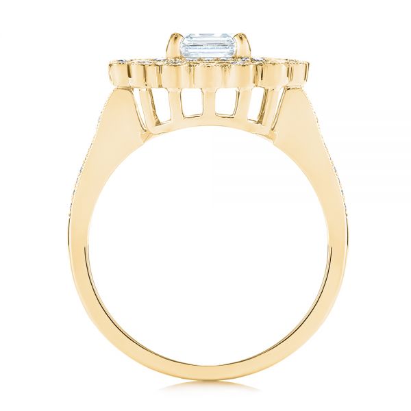 14k Yellow Gold 14k Yellow Gold Floral Double Halo Celtic Knot Diamond Engagement Ring - Front View - 105162