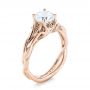18k Rose Gold 18k Rose Gold Floral Solitaire Diamond Engagement Ring - Three-Quarter View -  104117 - Thumbnail
