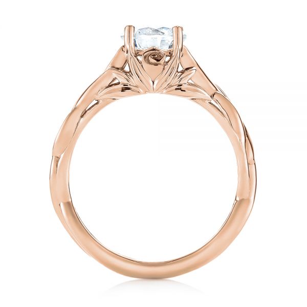 14k Rose Gold 14k Rose Gold Floral Solitaire Diamond Engagement Ring - Front View -  104117