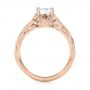 18k Rose Gold 18k Rose Gold Floral Solitaire Diamond Engagement Ring - Front View -  104117 - Thumbnail