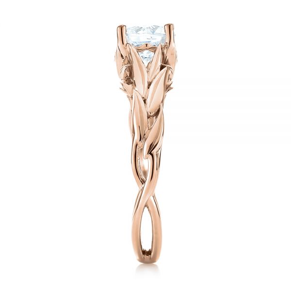 18k Rose Gold 18k Rose Gold Floral Solitaire Diamond Engagement Ring - Side View -  104117