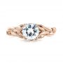 18k Rose Gold 18k Rose Gold Floral Solitaire Diamond Engagement Ring - Top View -  104117 - Thumbnail