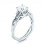 18k White Gold Floral Solitaire Diamond Engagement Ring - Three-Quarter View -  104117 - Thumbnail