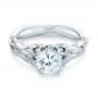  Platinum Platinum Floral Solitaire Diamond Engagement Ring - Flat View -  104117 - Thumbnail