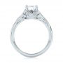 18k White Gold Floral Solitaire Diamond Engagement Ring - Front View -  104117 - Thumbnail