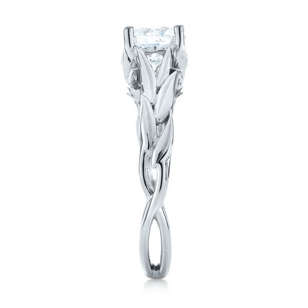 14k White Gold 14k White Gold Floral Solitaire Diamond Engagement Ring - Side View - 104117
