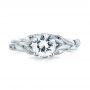 18k White Gold Floral Solitaire Diamond Engagement Ring - Top View -  104117 - Thumbnail