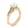 18k Yellow Gold 18k Yellow Gold Floral Solitaire Diamond Engagement Ring - Three-Quarter View -  104117 - Thumbnail