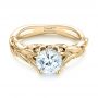 18k Yellow Gold 18k Yellow Gold Floral Solitaire Diamond Engagement Ring - Flat View -  104117 - Thumbnail