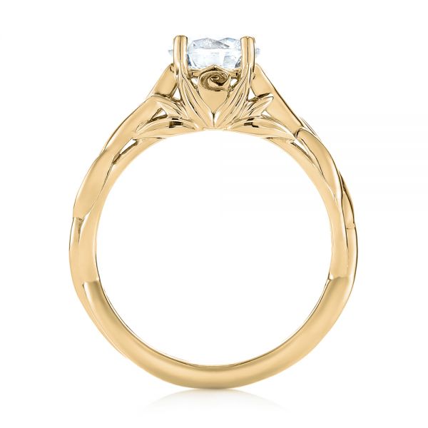 14k Yellow Gold 14k Yellow Gold Floral Solitaire Diamond Engagement Ring - Front View - 104117