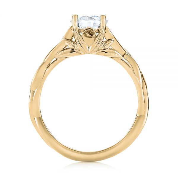 18k Yellow Gold 18k Yellow Gold Floral Solitaire Diamond Engagement Ring - Front View -  104117