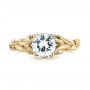 18k Yellow Gold 18k Yellow Gold Floral Solitaire Diamond Engagement Ring - Top View -  104117 - Thumbnail