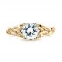 14k Yellow Gold 14k Yellow Gold Floral Solitaire Diamond Engagement Ring - Top View -  104117 - Thumbnail