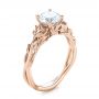 18k Rose Gold 18k Rose Gold Floral Solitaire Diamond Engagement Ring - Three-Quarter View -  104176 - Thumbnail