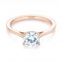 14k Rose Gold Floral Solitaire Diamond Engagement Ring - Flat View -  104655 - Thumbnail