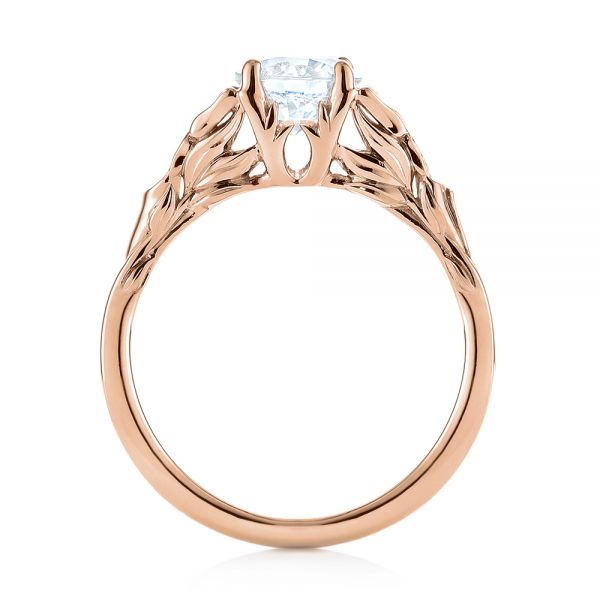 18k Rose Gold 18k Rose Gold Floral Solitaire Diamond Engagement Ring - Front View -  104122