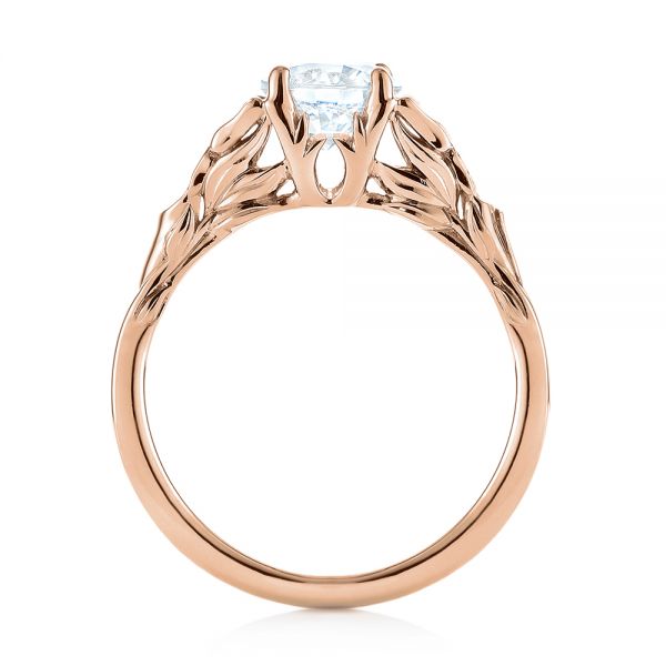 14k Rose Gold 14k Rose Gold Floral Solitaire Diamond Engagement Ring - Front View - 104122