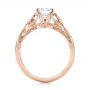 14k Rose Gold 14k Rose Gold Floral Solitaire Diamond Engagement Ring - Front View -  104176 - Thumbnail