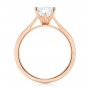 14k Rose Gold Floral Solitaire Diamond Engagement Ring - Front View -  104655 - Thumbnail