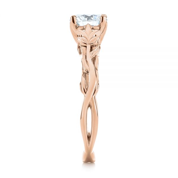 14k Rose Gold 14k Rose Gold Floral Solitaire Diamond Engagement Ring - Side View -  104176