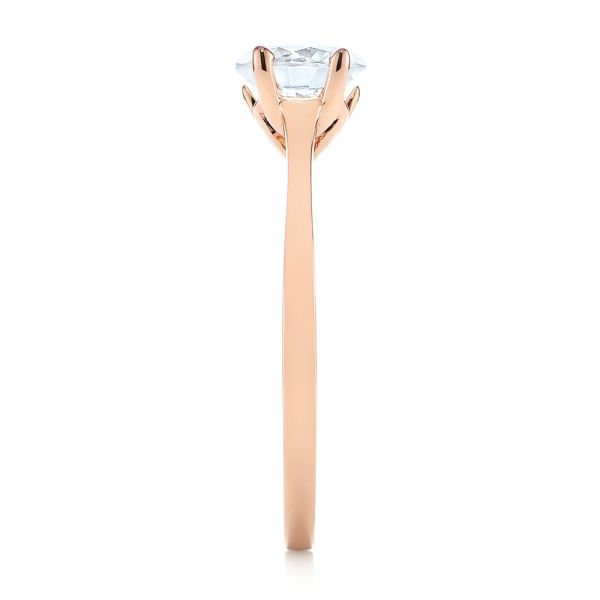 18k Rose Gold 18k Rose Gold Floral Solitaire Diamond Engagement Ring - Side View -  104655