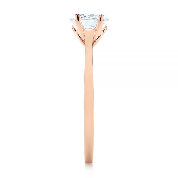 14k Rose Gold Floral Solitaire Diamond Engagement Ring - Side View - 104655