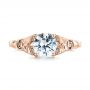 14k Rose Gold 14k Rose Gold Floral Solitaire Diamond Engagement Ring - Top View -  104122 - Thumbnail