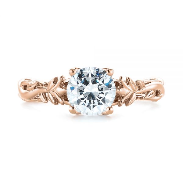 14k Rose Gold 14k Rose Gold Floral Solitaire Diamond Engagement Ring - Top View -  104176