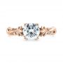 18k Rose Gold 18k Rose Gold Floral Solitaire Diamond Engagement Ring - Top View -  104176 - Thumbnail