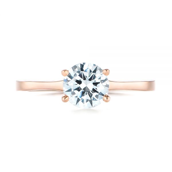 14k Rose Gold Floral Solitaire Diamond Engagement Ring - Top View - 104655